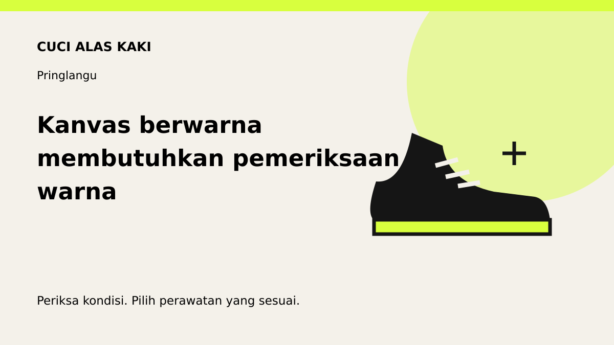 Ilustrasi perawatan sepatu: kanvas berwarna membutuhkan pemeriksaan warna